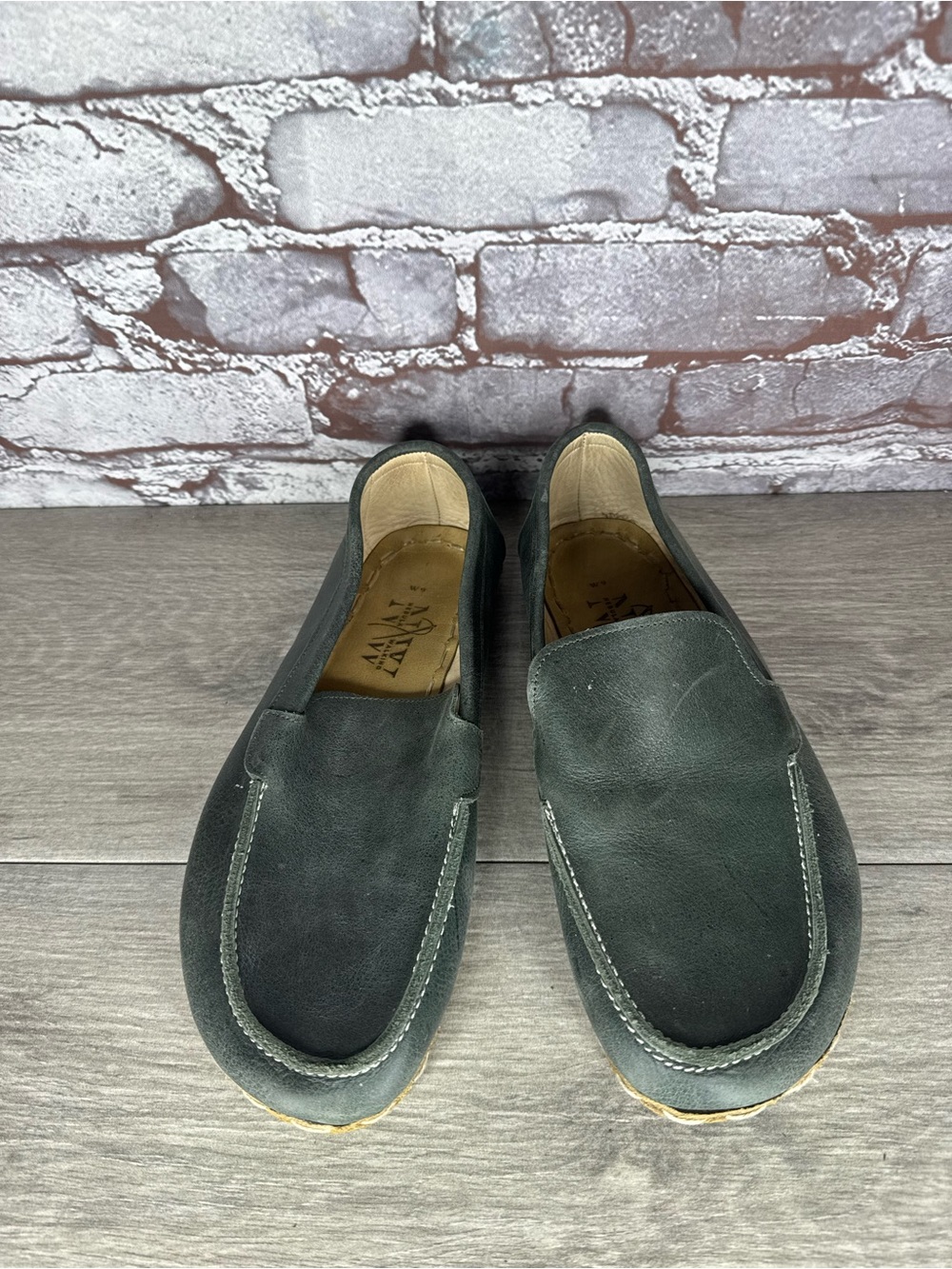 Nebula Walking Dark Green Blue Leather Slip On Loafers Shoes Women Sz 9M US/40EU